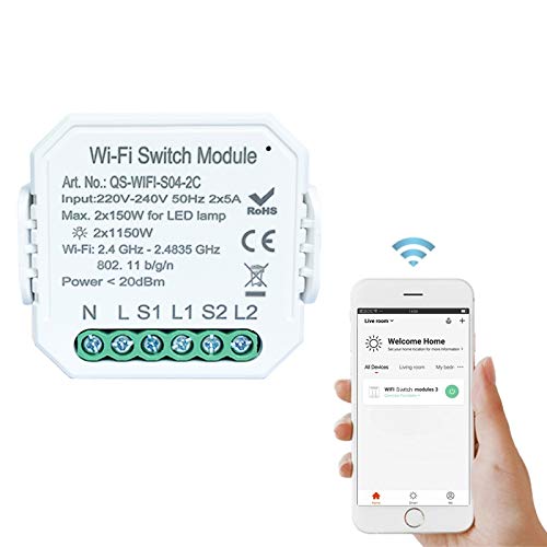 Interruptor de luz Inteligente DIY módulo Smart Life/Tuya App Mando a Distancia, Funciona con Alexa Echo Google Home 1/2 Way 2C