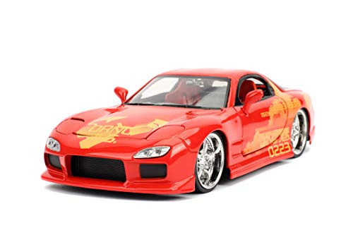 Jada Toys Fast & Furious Orange JL5 Mazda RX-7 253203059 - Coche de Juguete (Escala 1:24), Color Rojo metálico