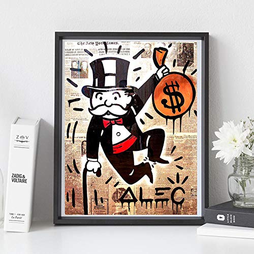 JEfunv Arte de la Pared Modular Graffiti Canvas Pictures Alec Monopoly Decoración para el hogar Dollar Painting Prints Money Poster Living Room 50X70cm 20x28 Inch Sin Marco