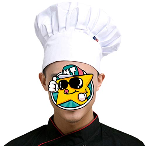 JERKKY 1 Pieza Restaurante Chef Cocina Ropa de Trabajo Sombrero Color sólido Chili Forks Estampado de Rayas Camarero del Hotel Cocina BBQ Seta Gorra Ajustable Elástico Blanco