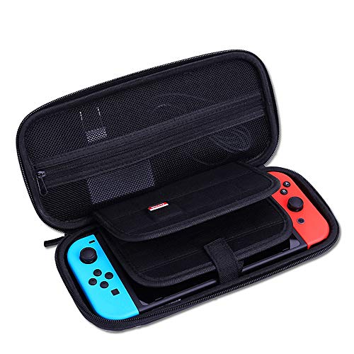 JJQHYC Funda para Nintendo Switch con 20 Cartuchos, Portátil para Viaje (Negro)