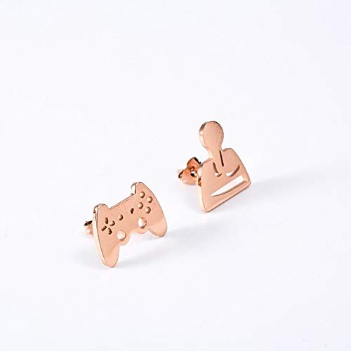 JJZCSXH Pendientes de botón de Joystick de Oro de Acero Inoxidable Pendientes de Controlador de Jugador de joyería para Jugador de Juego,Rose Gold