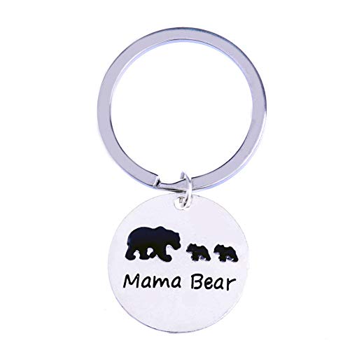 JUNGEN Colgante Llavero Creativo Llavero Redondo de Metal Llavero Oso del Mama Bear Llavero Decoracion para Coche Bolsa Llavero de Regalo de Familia (Estilo 2)