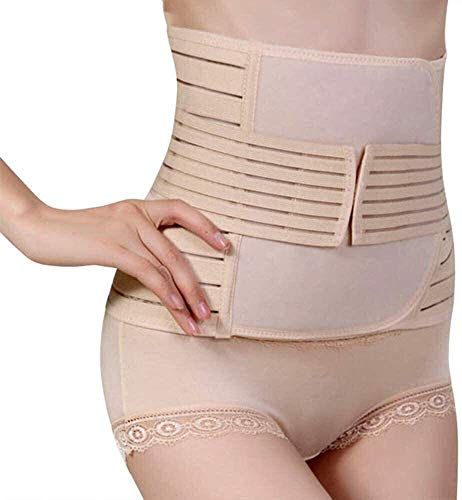 J&X 2 Piezas posparto Belly Wrap Band c secación cinturón de recuperación Poste Embarazo Faja Postnatal, Alivio del Dolor Alto elástico posparto Soporte de Barriga Correa Corporal