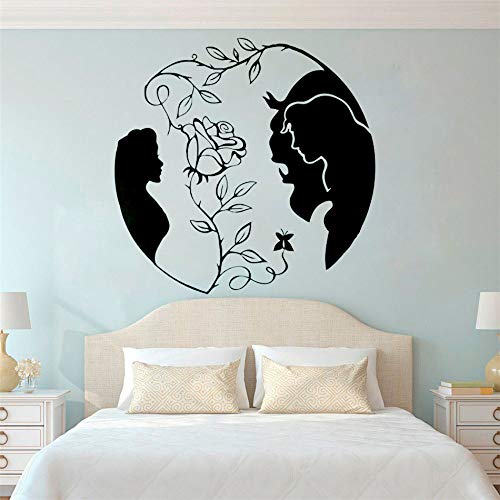 Jzyjhc, Pegatinas De Pared, Etiqueta De La Pared De Vinilo Bestia Amor Romántico Decoración Del Hogar Rosa Etiqueta De La Pared De Vinilo Famoso 42X41 Cm