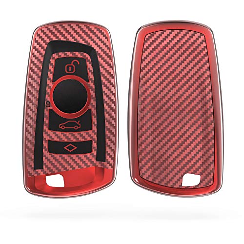 kwmobile Funda Compatible con BMW - Carcasa para Llave del Coche BMW Llave de Coche con Control Remoto de 3 Botones (Solo Keyless Go) - diseño Carbono