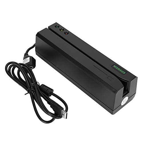 Lector de tarjetas de crédito magnético, MSR605 Codificador de escritor y lector de tarjetas de crédito con banda magnética de 3 pistas Lector magnético USB Swiper(100-240 V (enchufe de la UE))