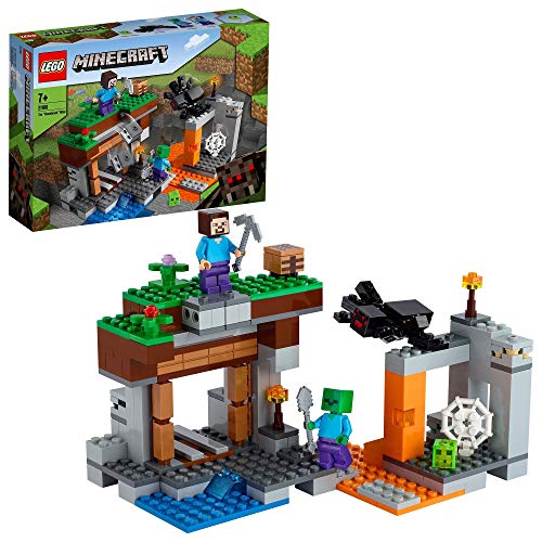 LEGO 21166 Minecraft La Mina Abandonada, Set de Construcción de la Cueva de Zombies con Figuras de Steve, Slime y Araña