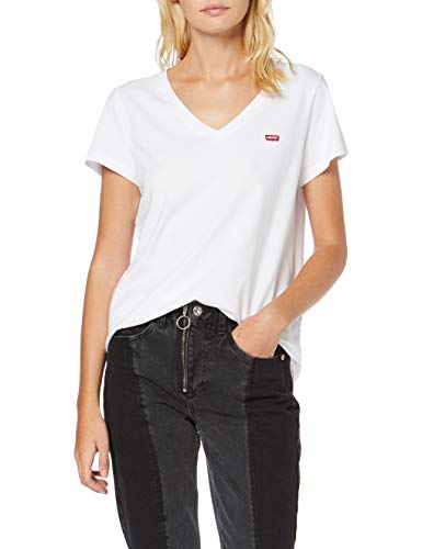 Levi's Vneck Camiseta, White (White + 0002), Large para Mujer