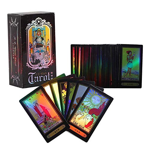 LHKJ Tarot Cards, 78 Tarjetas Juego de Cartas con Caja para Principiantes (Negro)