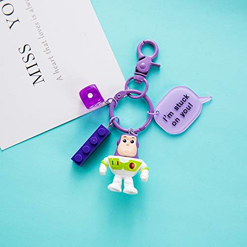 Llavero Disney Toy Story Buzz Lightyear Woody Buzz Lightyear Lindo alienígena figura de acción de muñecos llavero colgante decoración de tartas (color: 4, tamaño: normal)