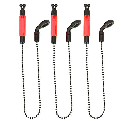 LNIMIKIY Indicador de picada, 3 piezas de alarmas de pesca ligeras, bobinas portátiles, perchas de alerta, aparejos de pesca de carpa, accesorios prácticos para exteriores, varilla iluminada (rojo)