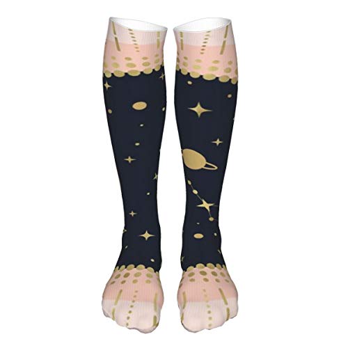 Love in Space Unisex Adulto Largo Deportes Socking Enfermera Médica Calcetines de Compresión Calentadores de Piernas para Adolescentes Fútbol Viajes Cor