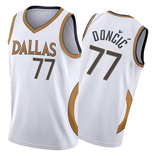 Luka Dončić Jersey para Hombres y Mujeres # 77 Dallas Mavericks 21 Temporada Nueva edición Bordado Baloncesto Camiseta Camiseta Camiseta Camiseta sin Salida al día d White-L