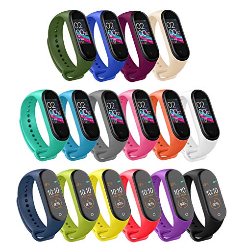 Mardozon 16 Colores Correas para Xiaomi Mi Band 3 / Mi Band 4 Silicona Pulsera de Recambio Brazalete Coloridos Reemplazo