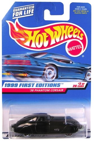 Mattel Hot Wheels 1999 First Editions 1:64 Scale Black 1938 Phantom Corsair Die Cast Car #003 by Hot Wheels