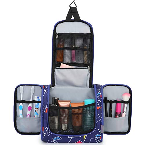 MOUNTAINTOP Neceser de Viaje Bolso cosmético Maquillaje Organizador Portátil Bolsa de Lavado Gancho para Colgar para Hombres Mujeres Niños, 25 x 12 x 21 cm(Deep Blue)