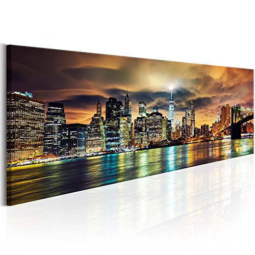 murando Cuadro en Lienzo 135x45 cm New York City - 1 Parte impresión en Material Tejido no Tejido Cuadro de Pared impresión artística fotografía Imagen gráfica decoración Ciudad NY d-B-0085-b-b