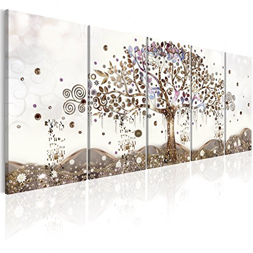 murando Cuadro en Lienzo Arbol Klimt 200x80 cm Impresión de 5 Piezas Material Tejido no Tejido Impresión Artística Imagen Gráfica Decoracion de Pared Abstracto l-A-0009-b-p