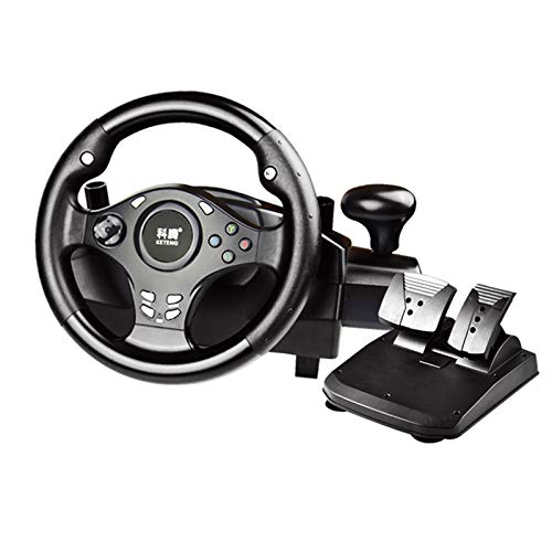 MXMYFZ Juegos de Carreras Volante con Pedal, Vibraciones USB PC Vibraciones Dirección de Juego de automóviles, Compatible con PC / PS3 / PS4 / XB-OX One/NS Switch