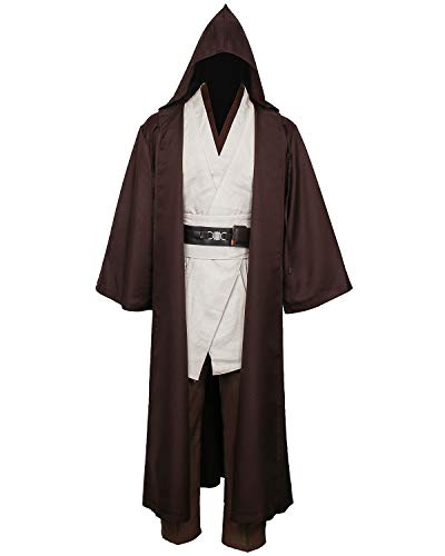 NUWIND Disfraz de Jedi para hombre, túnica medieval con capucha, capa de capa, disfraz de Halloween para adultos