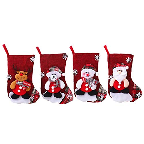 Odoukey [4pcs] Caramelo de la Navidad Lindo Regalo Bolsa Puntales Media de la Navidad Decoración Tamaño Mediano [OPP Bolsa]