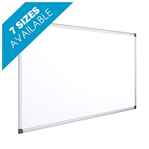 OFITURIA® Pizarra Blanca Magnética Lacada Con Marco De Aluminio Resistente Fácil De Borrar En Seco, Medida 45x30 cm