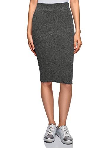 oodji Ultra Mujer Falda Midi de Punto, Gris, ES 42 / L