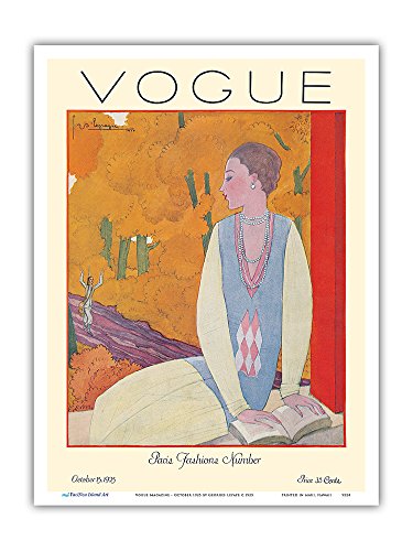 Pacifica Island Art Revista Vogue-Octubre 1925-modas de París-Vintage Magazine Cubierta por Georges Lepape c.1925-Maestro Lámina-9"x12"