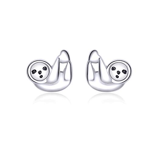 Pendientes de tuerca de plata de ley 925 con diseño de perezoso perezoso, regalo para mujeres y niñas.