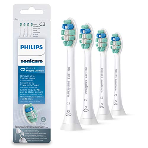 Philips Sonicare HX9024/10 - Juego de cabezales para cepillo de placa Optimal placa Defense C2 con BrushSync (X4)