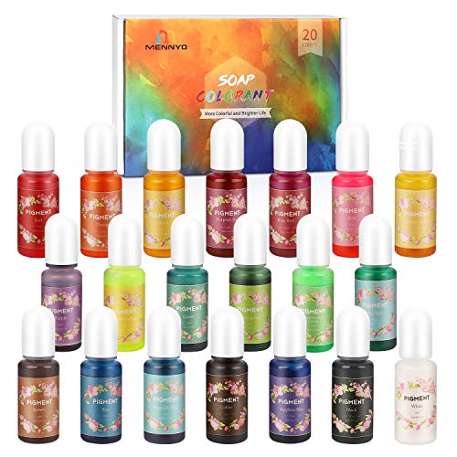 Pigmento para Resina Epoxi, Colorante Jabones 10ml*20 Colores - MENNYO Tinte natural líquido para Kit Hacer Velas, Fabrica Slime, Bomba de Baño, Pintura, DIY Manualidades