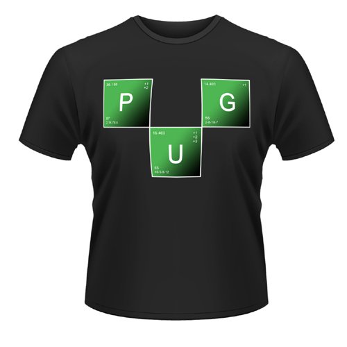 Playlogic International(World) Plan 9 - Pug Elements - Camiseta manga corta, con manga corta, con cuello mao para hombre, Negro, XX-Large