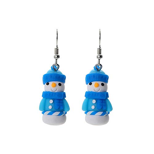 PULABO Pendientes de Navidad con forma de muñeco de nieve colgantes de muñeco de nieve chapados en plata, elegantes pendientes de gancho para mujer azul elegante y popularDurable