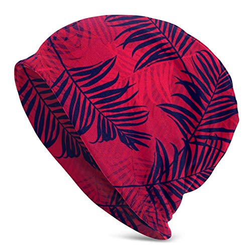 Qefgjbw Gorro de punto casual para hombres y mujeres, diseño de hojas de palmera tropicales