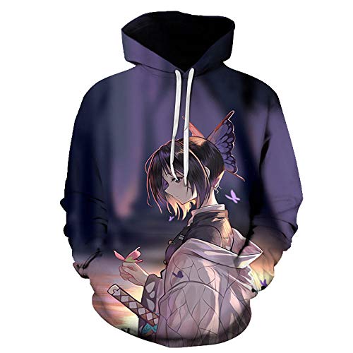 RENEO 3D Sudadera con Capucha,Kamado Tanjirou: Blade of Demon Slayer, Sudadera con Capucha 3D para niños con Bolsillo de Canguro con cordón-LMS3420_S