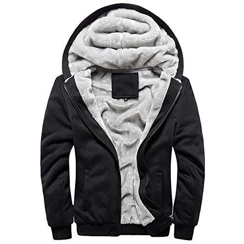 Reooly Winter Owl Print Warm Plus Velvet Zipper Thicken Sweater Jacket Sudadera con Capucha(H-Negro,XXXX-Large)