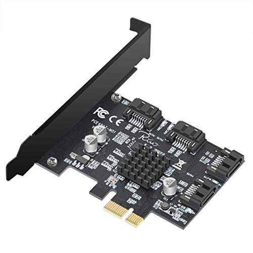 Rivo Tarjeta controladora SATA III PCIe 3.0 X1 de 4 puertos, PCI Express a SATA 3.0 6G, Marvell 88SE9215, color negro