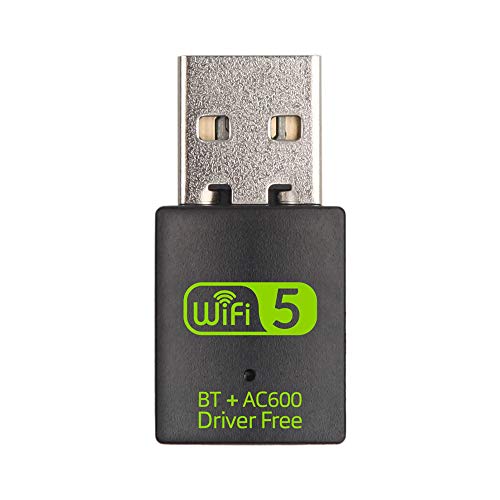 RMFC USB WiFi Bluetooth Adaptador, WiFi Antena 600Mbps Doble Banda 2.4G/5.8G Bluetooth 4.2 Wireless WiFi dongle Receptor Externo Mini Dongle Tarjeta de Red para PC Laptop Desktop Win10/8/8.1/7