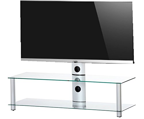 RO&CO - Mueble TV. Ancho 130 cms, 2 estantes y Soporte de TV. Vidrio Transparente/Chasis de Color Gris. Ref. MST-1302 TG de Color Gris. Ancho 130 cms.