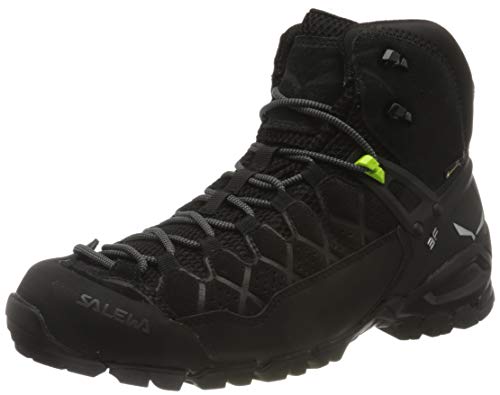 Salewa MS Alp Trainer Mid Gore-TEX, Botas de Senderismo Hombre, Negro (Black/Black), 44 EU