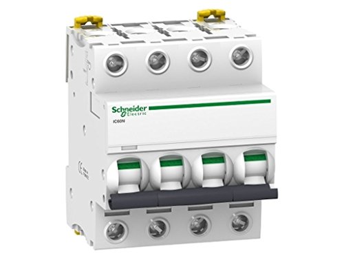 Schneider Electric A9F79432 Interruptor Automático Magnetotérmico Ic60N De Miniatura (MCB), Disyuntor para Proteger Contra Intensidades de Sobrecarga y Cortocircuito, 4 Polos, 32A, Curva C