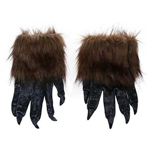 SODIAL(R) 1 par Guantes de Lobo Mascara de Halloween Juego de mascaras de Animales Hombre-Lobo Mascarada Lobo (Tamano: L, Color: Negro)