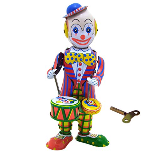 STOBOK Mesa Payaso Juguete Hojalata Enrollar Figura Juguete Tamborileo Payaso Muñeca Figura Decorativa Juguete Regalo para Niños Niños Oficina en Casa