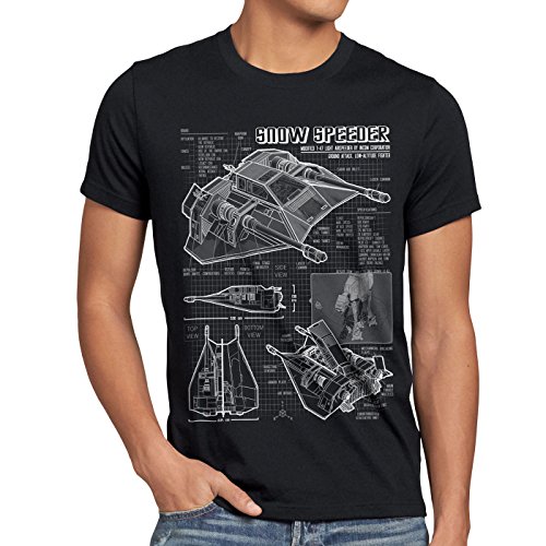 style3 Aerodeslizador T-47 Camiseta para Hombre T-Shirt Fotocalco Azul hoth Snow Speeder, Color:Negro, Talla:4XL