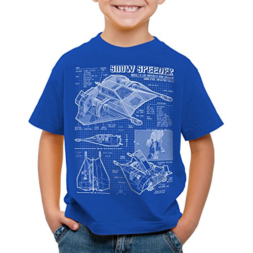 style3 Aerodeslizador T-47 Camiseta para Niños T-Shirt Fotocalco Azul hoth Snow Speeder, Color:Azul;Talla:152