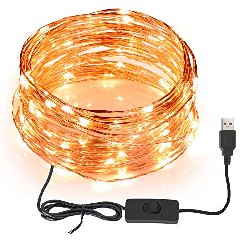 SUNNEST Guirnaldas luces exterior 12M 120 LED Conexión USB Guirnalda LED Guirnaldas decoracion para Fiesta Navidad Cumpleaño con Interruptor