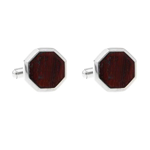 SWXCufflinks Gemelos de Acero Inoxidable Gemelos de Madera de Caoba geométricos Gemelos de Acero Inoxidable Mezclados por lotes yg27