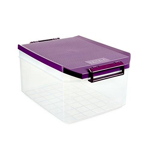 TATAY 1150120 - Caja de Almacenamiento Multiusos con Tapa, 14 l de Capacidad, Plástico Polipropileno Libre de BPA, Morado, 27 x 39 x 19 cm