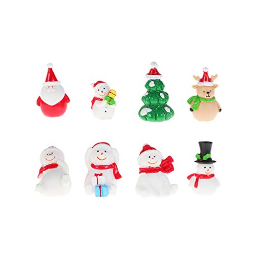 Toyvian 8 Piezas Mini Figura de Navidad de Papá Noel Árbol de Navidad Muñeco de Nieve Adorno de Jardín de Hada Miniatura Decoración Jardín